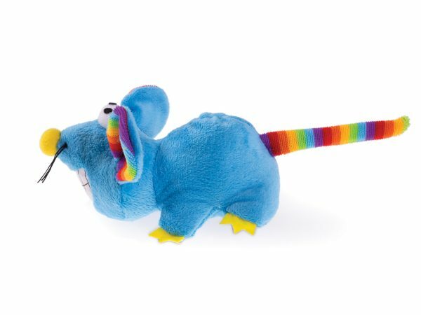 Speelgoed kat pluche muis blauw 14cm