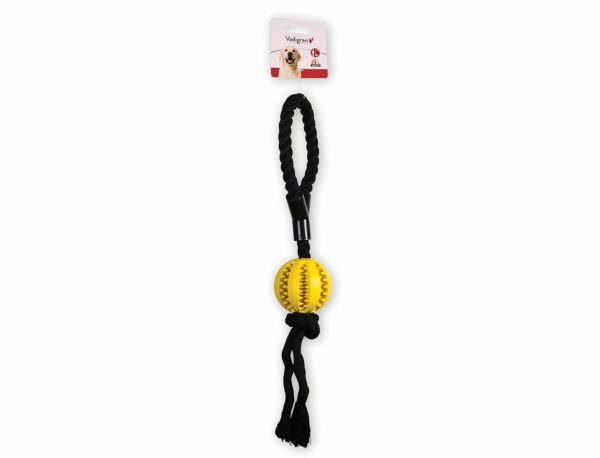Speelgoed hond rubber dental bal touw geel 40cm