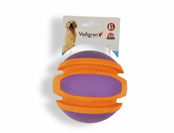 Speelgoed hond TPR bal oranje-paars 14cm