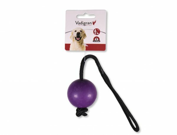 Speelgoed hond rubber bal met touw paars Ø5cm