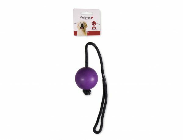 Speelgoed hond rubber bal met touw paars Ø6cm