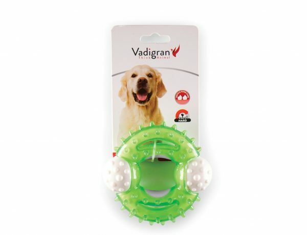 Speelgoed hond TPR ring groen 10,5cm