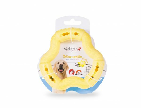 Speelgoed hond TPR ring Yellow Vanilla 12cm