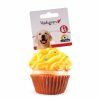 Speelgoed hond vinyl pieper cupcake geel 8cm