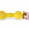 Speelgoed hond vinyl pieper halter geel 20cm