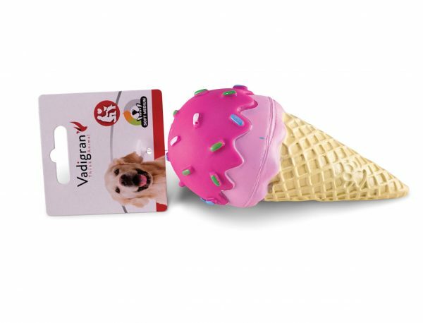 Speelgoed hond vinyl pieper ijsje roze 15cm