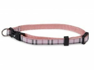 Halsband nylon Schotse Ruit roze 20-35cmx10mm S