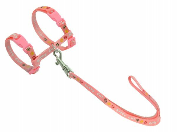 Harnas+Leiband Kitty Cat roze15-22/30-32cm+120cm