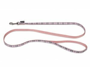 Leiband hond nylon Schotse Ruit roze 120cmx10mm S