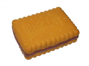 Speelgoed hond latex biscuit bruin 16cm